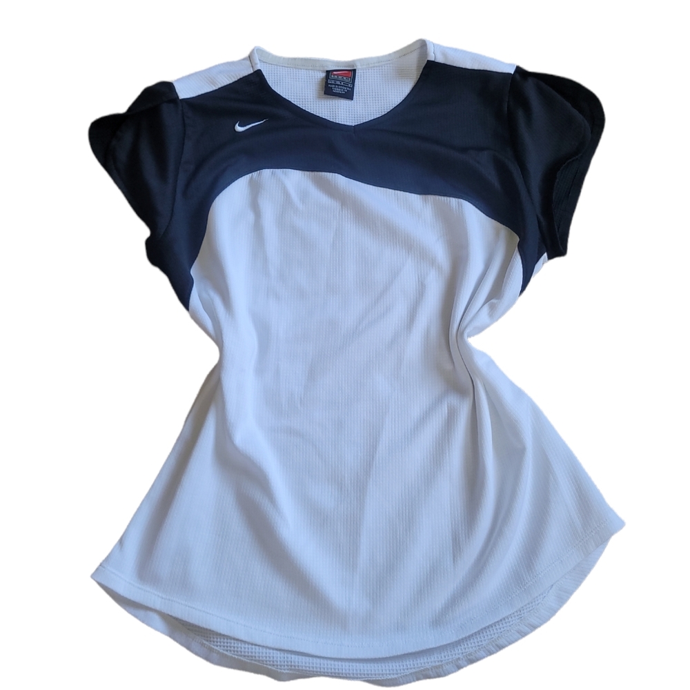 Nike Team Womens Black White Mesh Short Sleeve Tshirt Size L